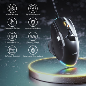 Gennemsigtig mm Stjerne LTC GM-041 RGB Gaming Mouse ,6400DPI, Programmed Buttons, Side Wheel –  ltc-shop