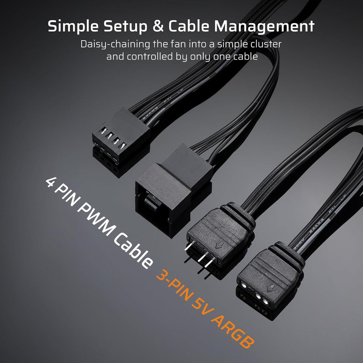3 Pin 5V ARGB/ 4 Pin PWM Cable For LTC CF-121D 120mm PC Case Fan