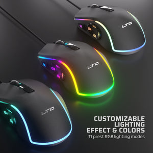 LTC MKM051 RGB MMO Gaming Mouse With 5 Side Buttons, Black